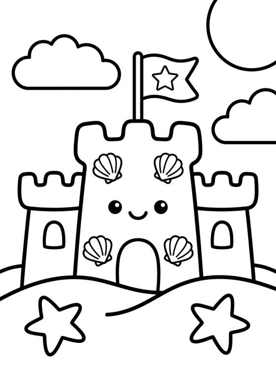 Castelo de Areia Alegre para colorir Desenho de Castelo de Areia Alegre para colorir e imprimir grátis