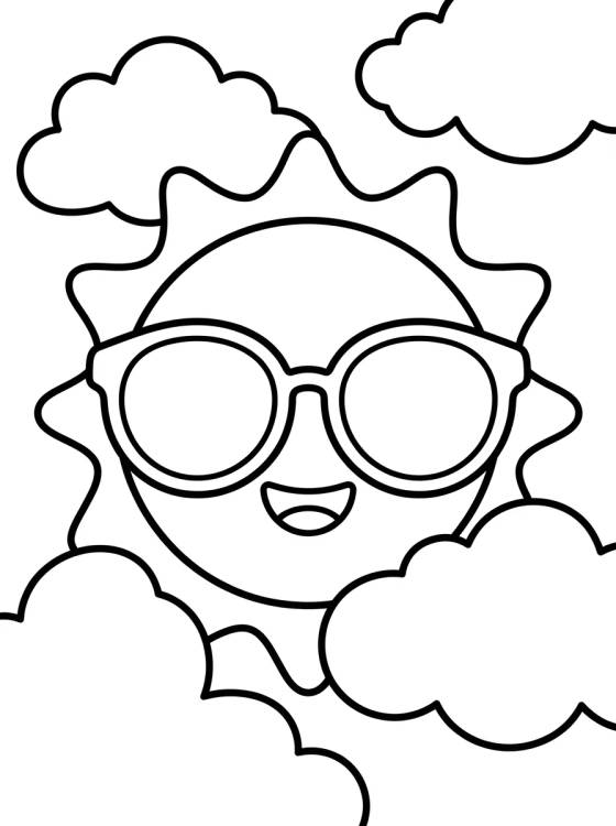 Sol de Verão Sorridente para colorir Desenho de Sol de Verão Sorridente para colorir e imprimir grátis