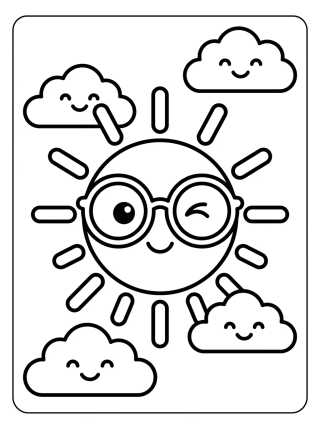 Solzinho de Óculos de Sol para colorir Desenho de Solzinho de Óculos de Sol para colorir e imprimir grátis