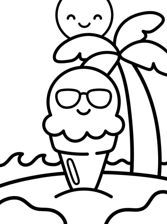 Sorvetinho Fofo na Praia para colorir Desenho de Sorvetinho Fofo na Praia para colorir e imprimir grátis